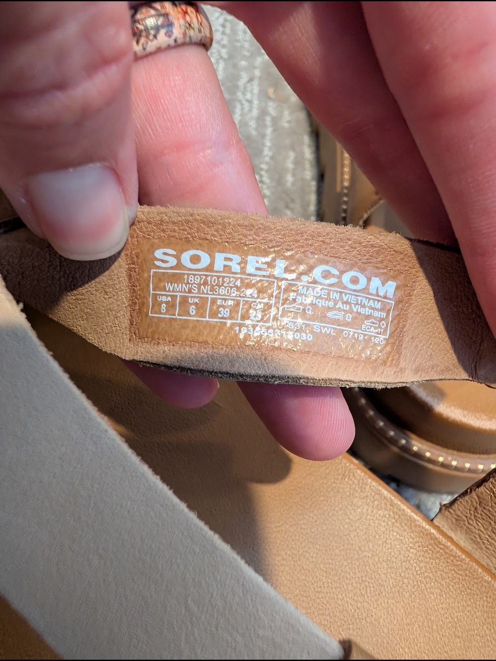 Tan Sorel Roaming Criss Cross Sandals - Picture 6 of 7